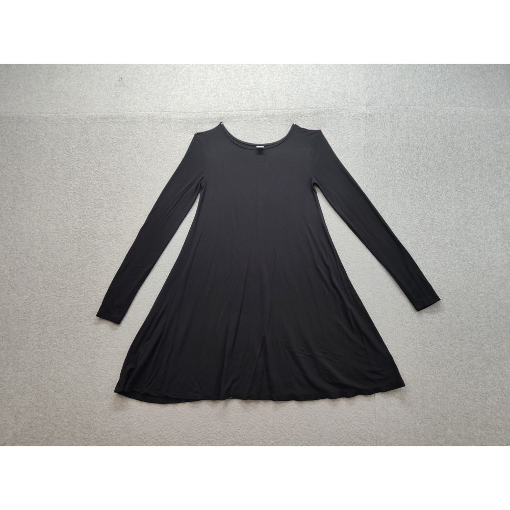 Old Navy Women Dress XS Black Long‎ Sleeve A Line Swing Mini Round Neck Casual